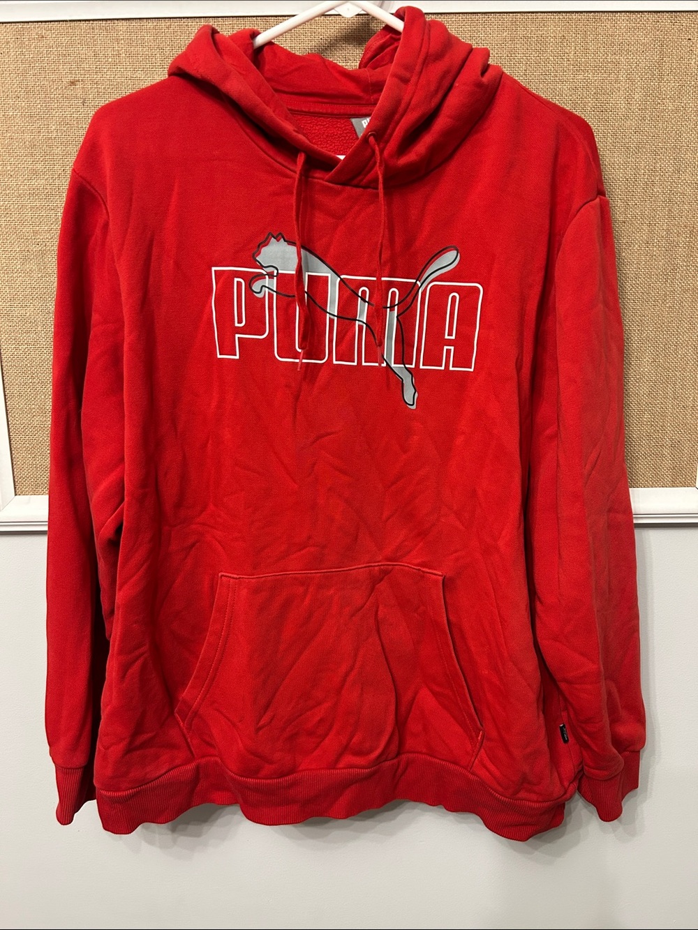 Puma Red Hooded Pullover Sweatshirt with Silver Logo